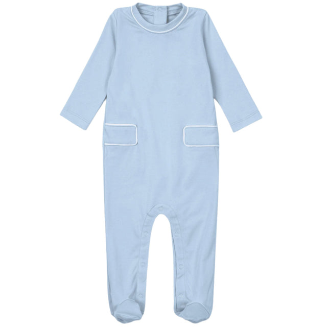 Preston Footed Romper - Light Blue - HoneyBug 
