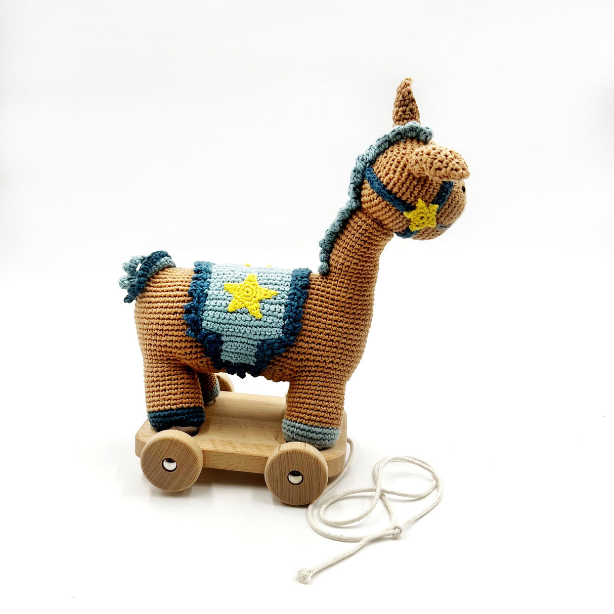 Wooden Toy with  Plush Horse - Pull Along