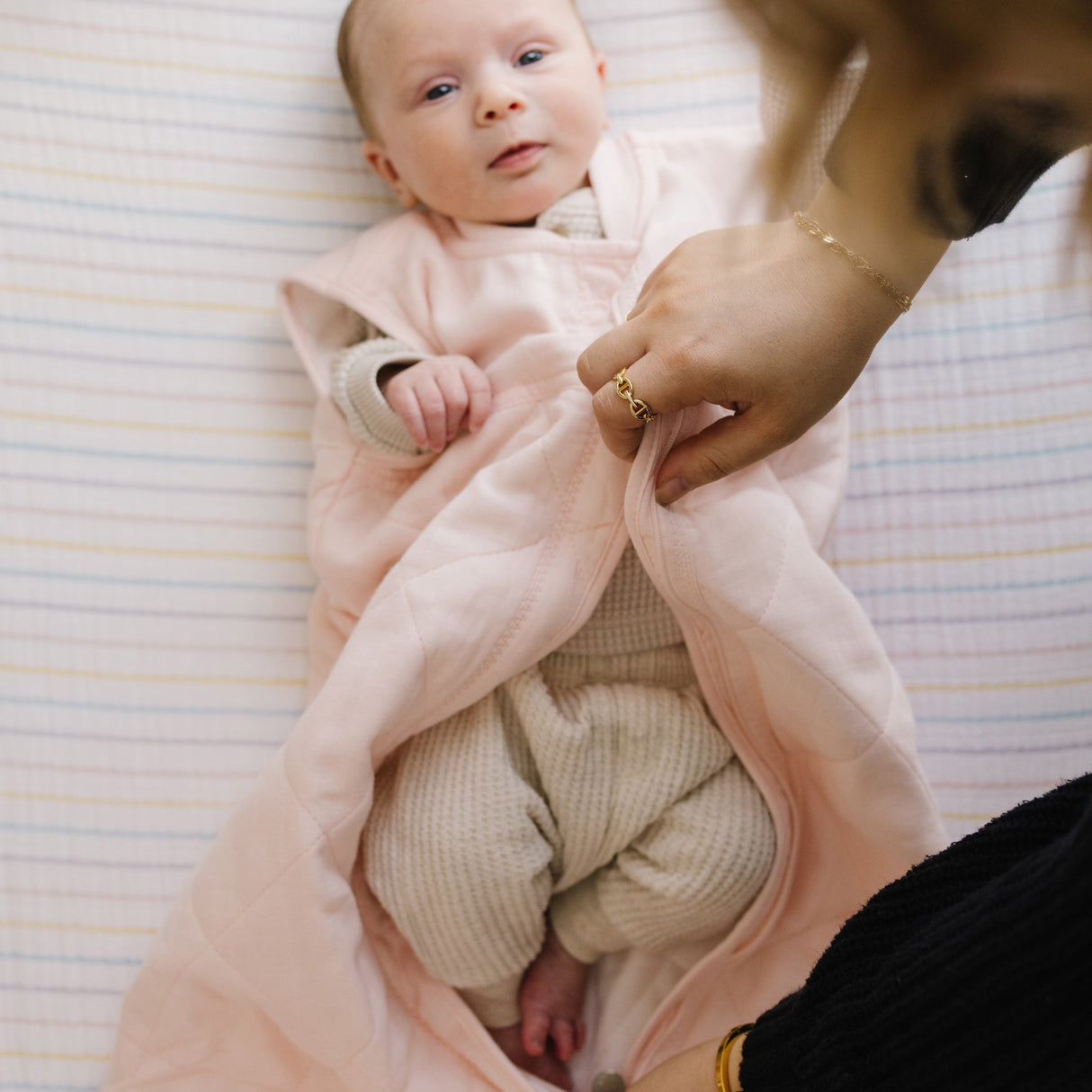Cotton Muslin Quilted Sleep Bag - Light Pink - HoneyBug 