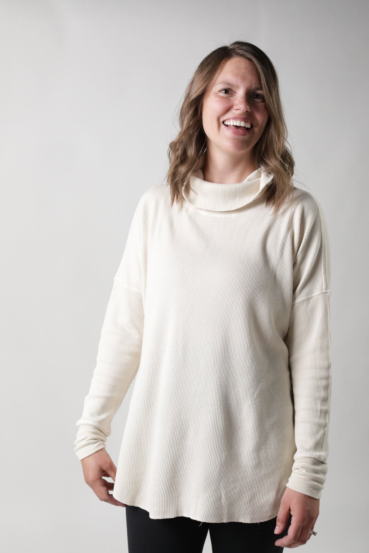 DELILAH || THERMAL LONG SLEEVE COWL NECK MATERNITY TOP
