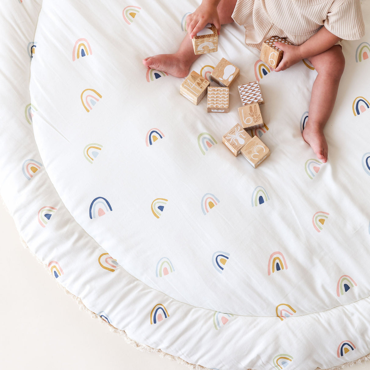 Organic Cotton Quilted Play Mat - Rainbow