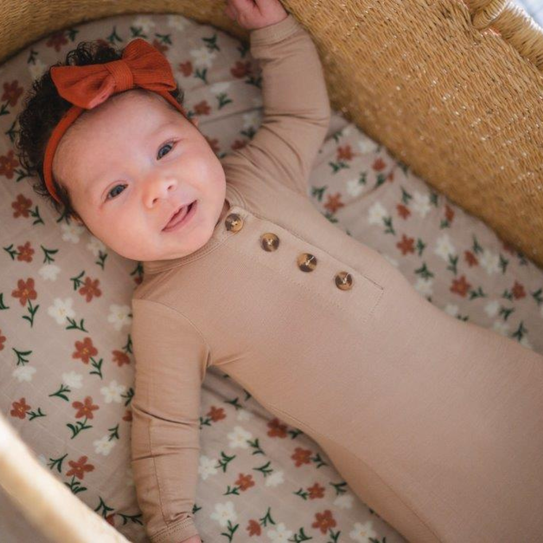 Knotted Baby Gown - Sand