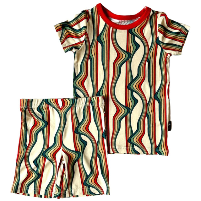 TWO PIECE SHORTIE SET- Retro Rainbow - HoneyBug 