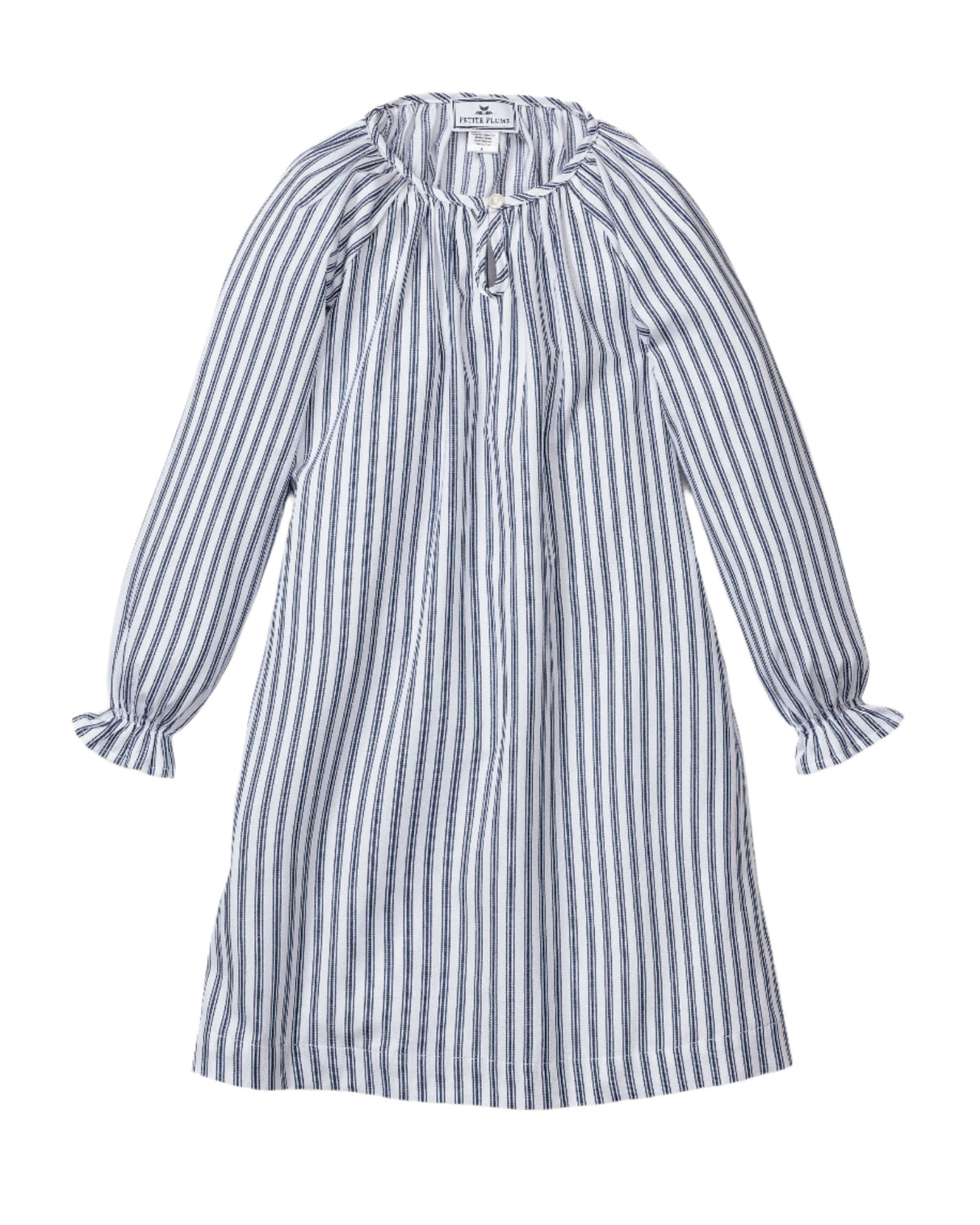 Girl's Twill Delphine Nightgown in Navy French Ticking