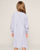 Girl's Twill Delphine Nightgown in Navy French Ticking - HoneyBug 