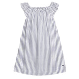 Girl's Twill Isabelle Nightgown in Navy French Ticking - HoneyBug 