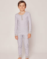 Kid's Pima Snug Fit Pajama Set in Grey Stripes