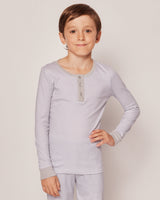 Kid's Pima Snug Fit Pajama Set in Grey Stripes