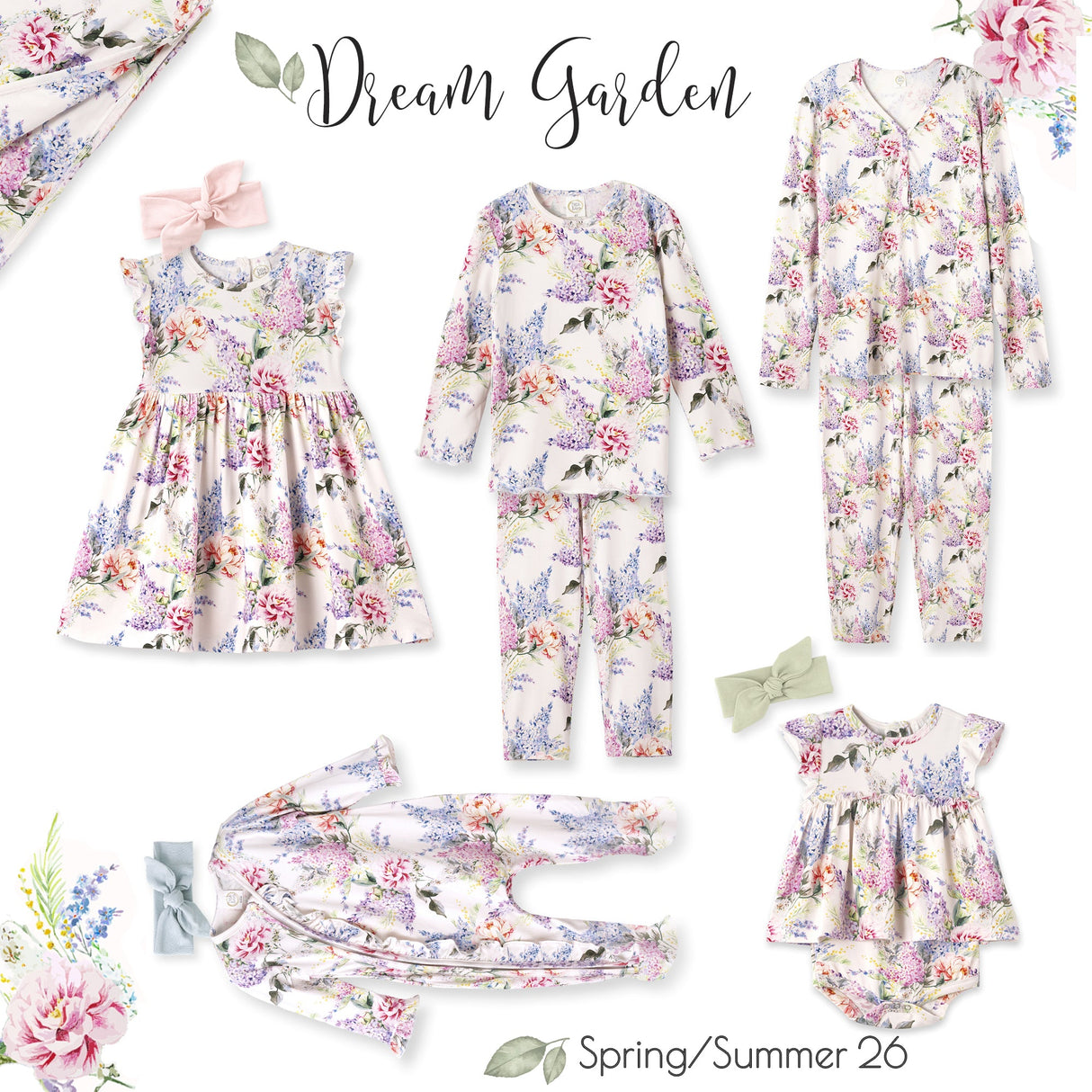 Watercolor Floral Bamboo Baby Skirted Bodysuit