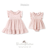 Eyelet Girl's Pink Cotton Dress for Special Occasions