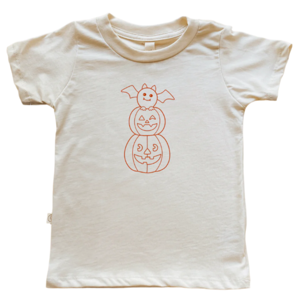 Toddler Crew Neck Tee | Pumpkin Stack Bat | Organic Cotton