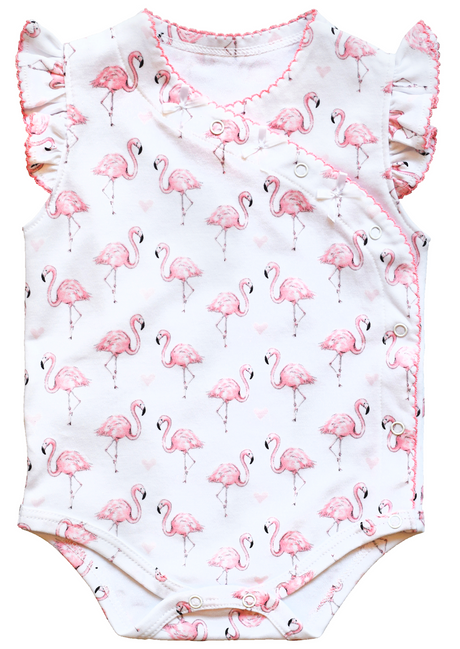 Pink Flamingo Onesie with Bows - HoneyBug 