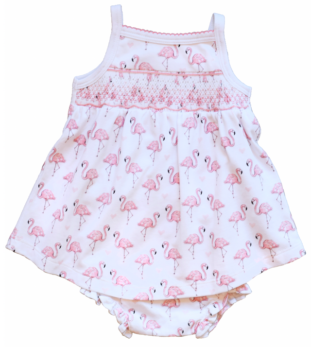 Pink Flamingo Smocked Dress - HoneyBug 