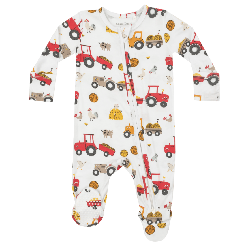 2 Way Zipper Footie - Happy Tractors - HoneyBug 