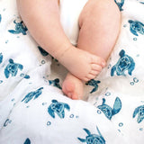 Muslin Swaddle Blanket Oh So Soft Sea Turtles - HoneyBug 