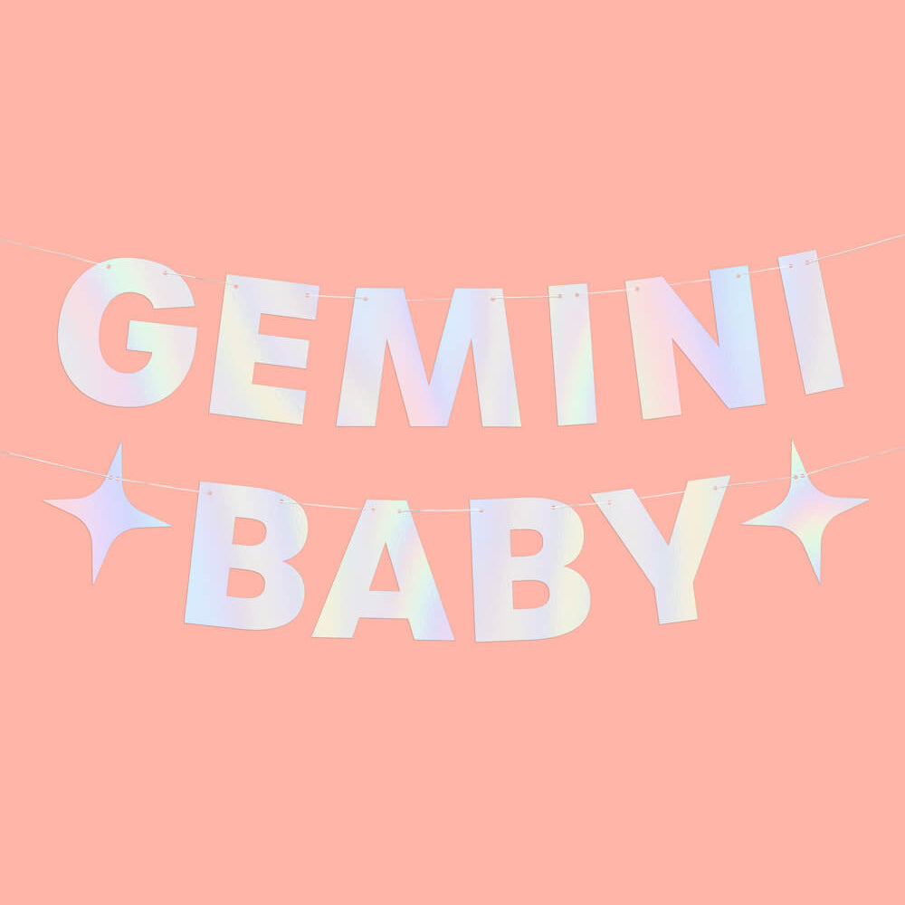 Gemini Baby Banner - Iridescent Foil Banner