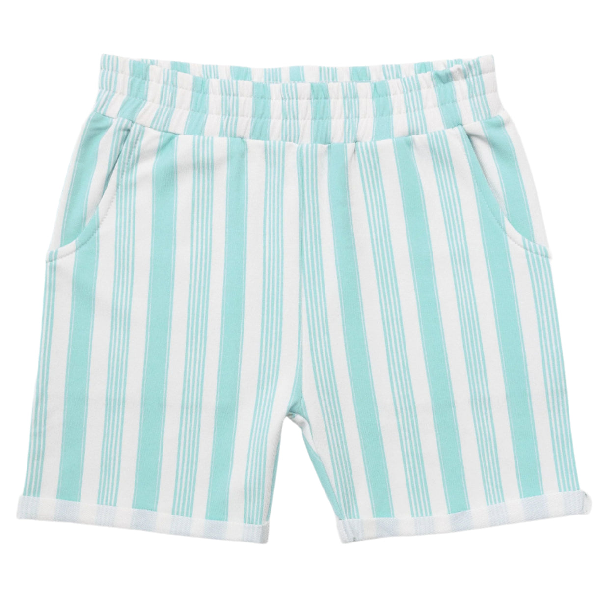 Blue Stripes Bamboo Terry Kids Daywear Shorts - HoneyBug 