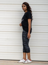 Snapback™ Postpartum Crop Leggings - Black Camo - FINAL SALE - HoneyBug 