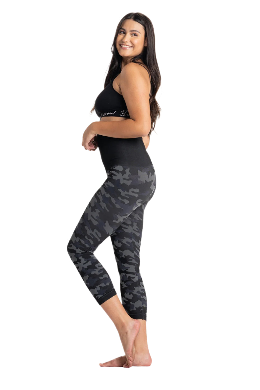 Snapback™ Postpartum Crop Leggings - Black Camo - FINAL SALE - HoneyBug 