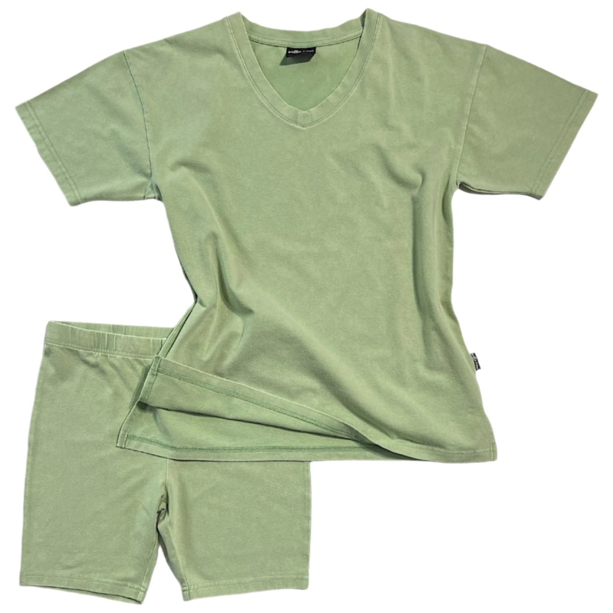 WOMANS BIKER SHORT SET- Pistachio Snow Wash