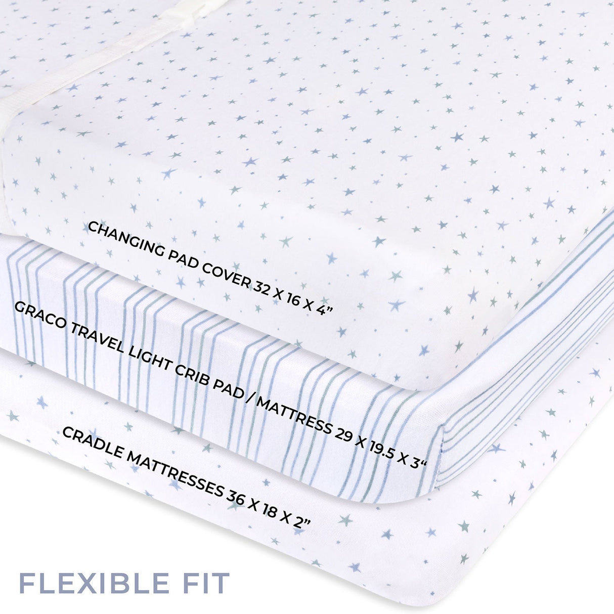 Changing Pad Cover | Cradle Sheet Set - Dusty Blue Stars