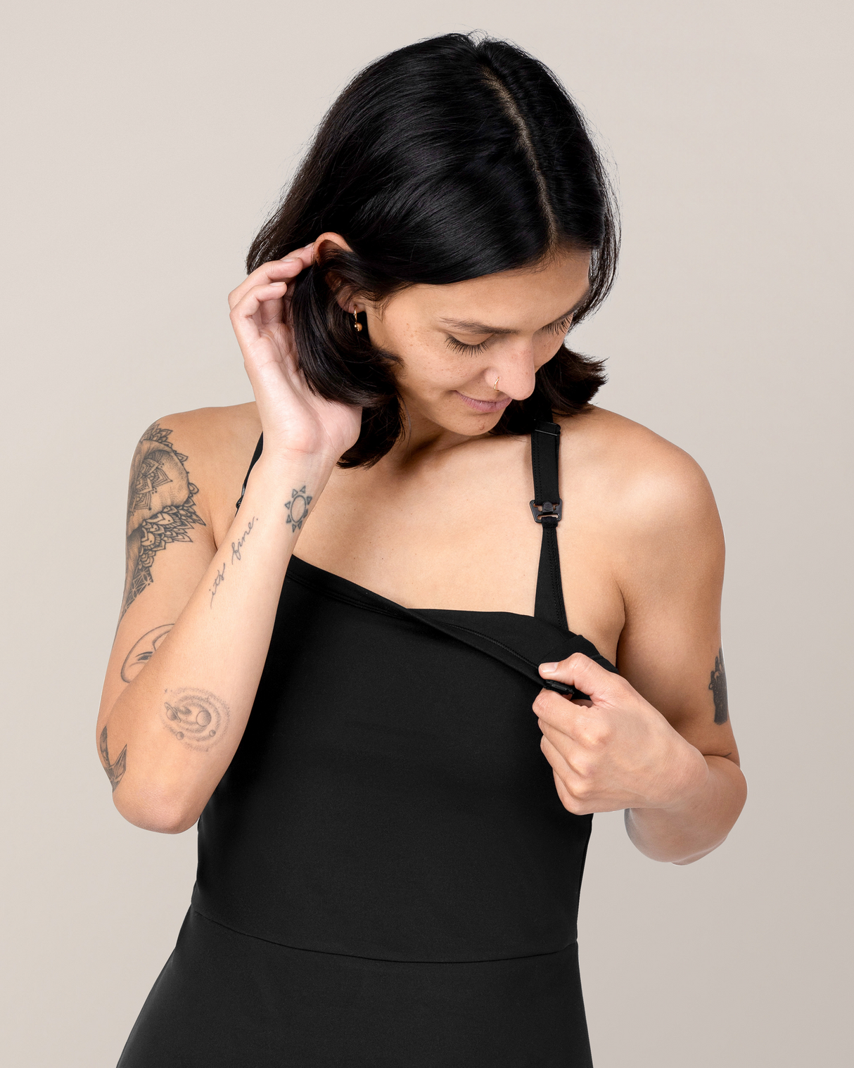 Stevie Active Racerback Nursing Dress | Black - HoneyBug 