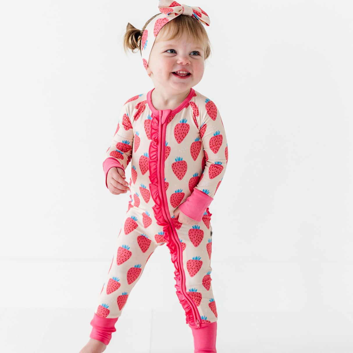 You're My Jam Strawberry Convertible Footies with Ruffle