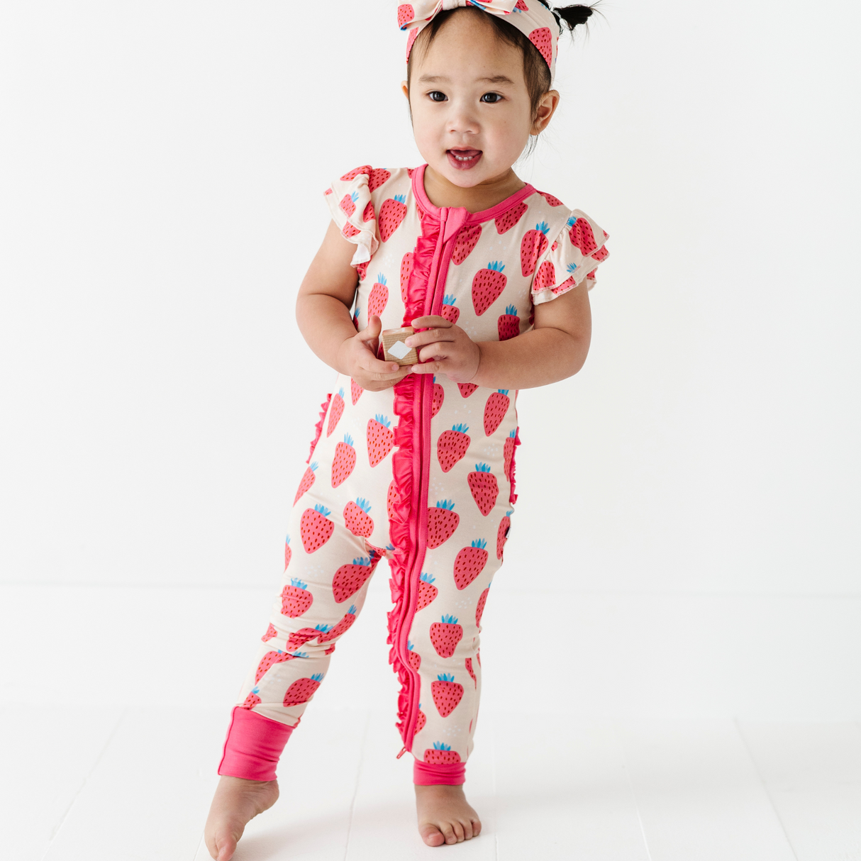 You're My Jam Strawberry Short Sleeve Ruffle Romper