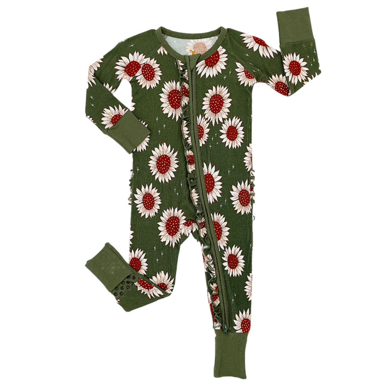 Rustic Blooms Ribbed Convertible Footies with Ruffle