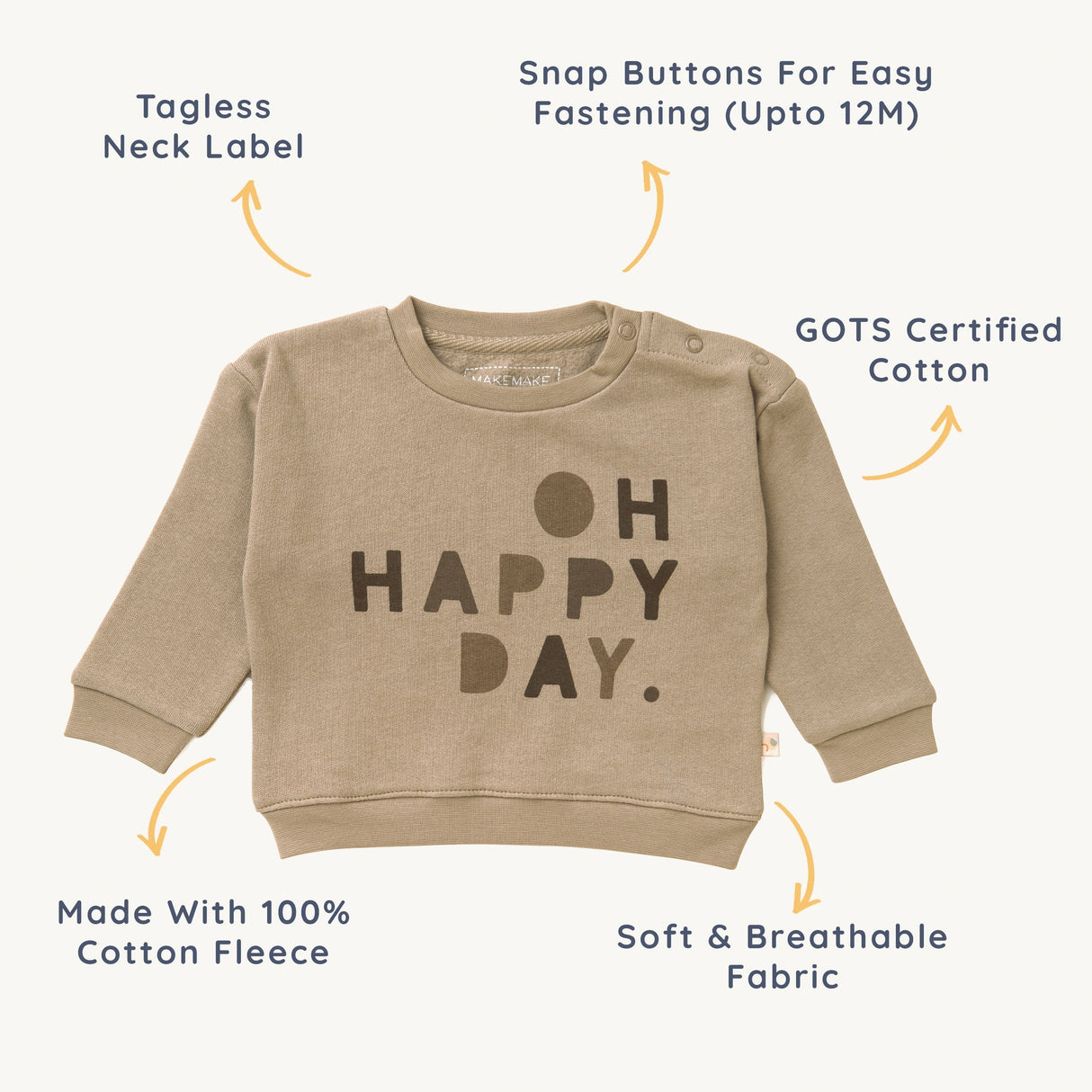 Organic Kids Sweatshirt - Happy Day - HoneyBug 