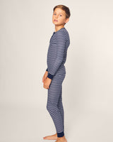 Kid's Pima Snug Fit Pajama Set in Navy Stripe