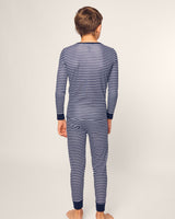 Kid's Pima Snug Fit Pajama Set in Navy Stripe