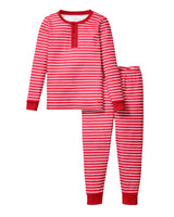 Kid's Pima Snug Fit Pajama Set in Red Stripe