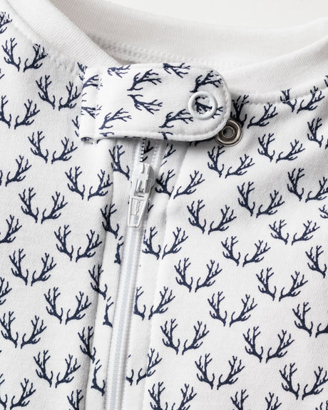 Baby's Pima Romper in Nordic Antlers on White