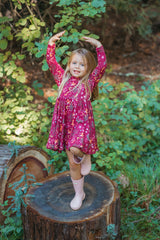 Bamboo Blend L/S Twirly Tee Dress - Woodland Dreams