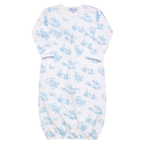 Blue Toile Baby Gown - HoneyBug 