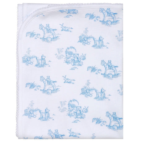 Blue Toile Blanket - HoneyBug 