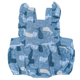 Muslin Flutter Sleeve Romper - Whale Tales - HoneyBug 