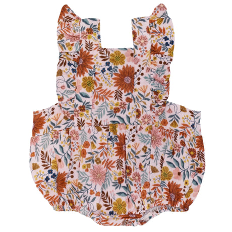 Muslin Flutter Sleeve Romper - Zinnia Bloom - HoneyBug 
