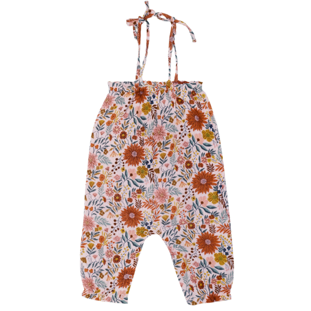 Muslin Tie Shoulder Jumpsuit - Zinnia Bloom - HoneyBug 