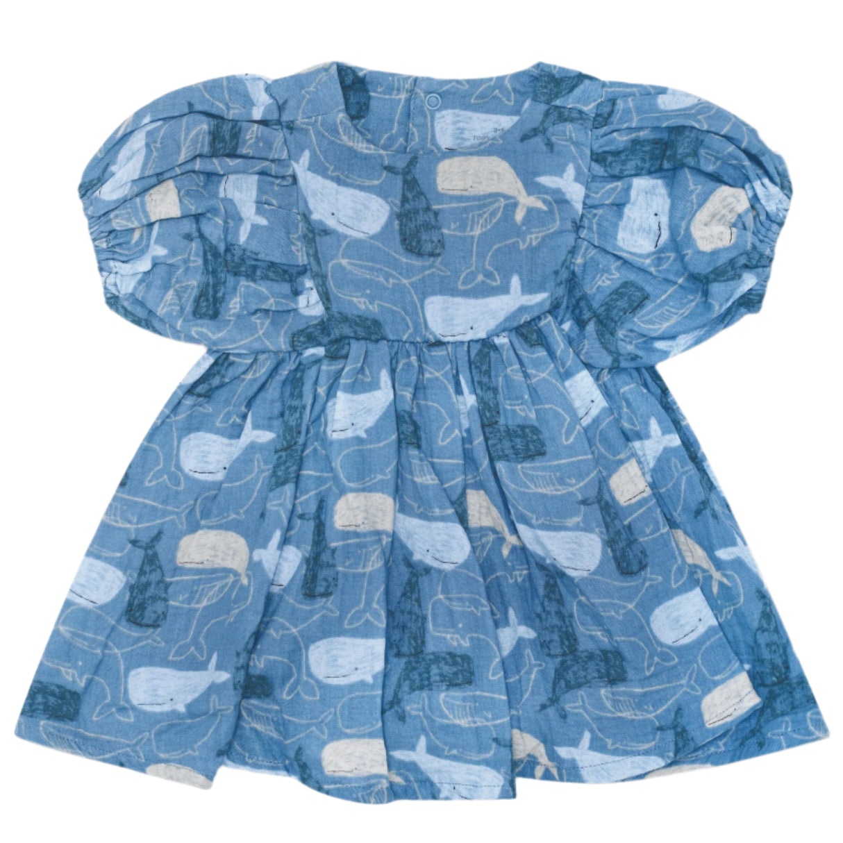 Dress with Puff Sleeves - Whale Tales - HoneyBug 