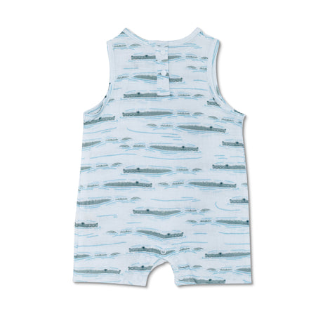 Muslin Sleeveless Coverall - Alligator Isle - HoneyBug 