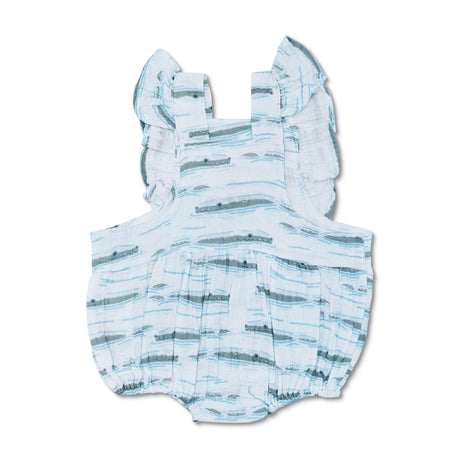 Muslin Flutter Sleeve Romper - Alligator Isle - HoneyBug 