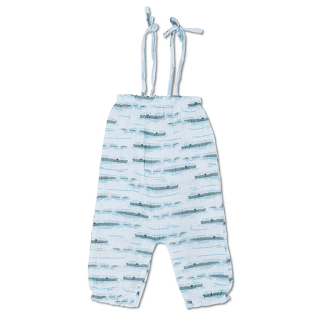 Muslin Tie Shoulder Jumpsuit - Alligator Isle - HoneyBug 