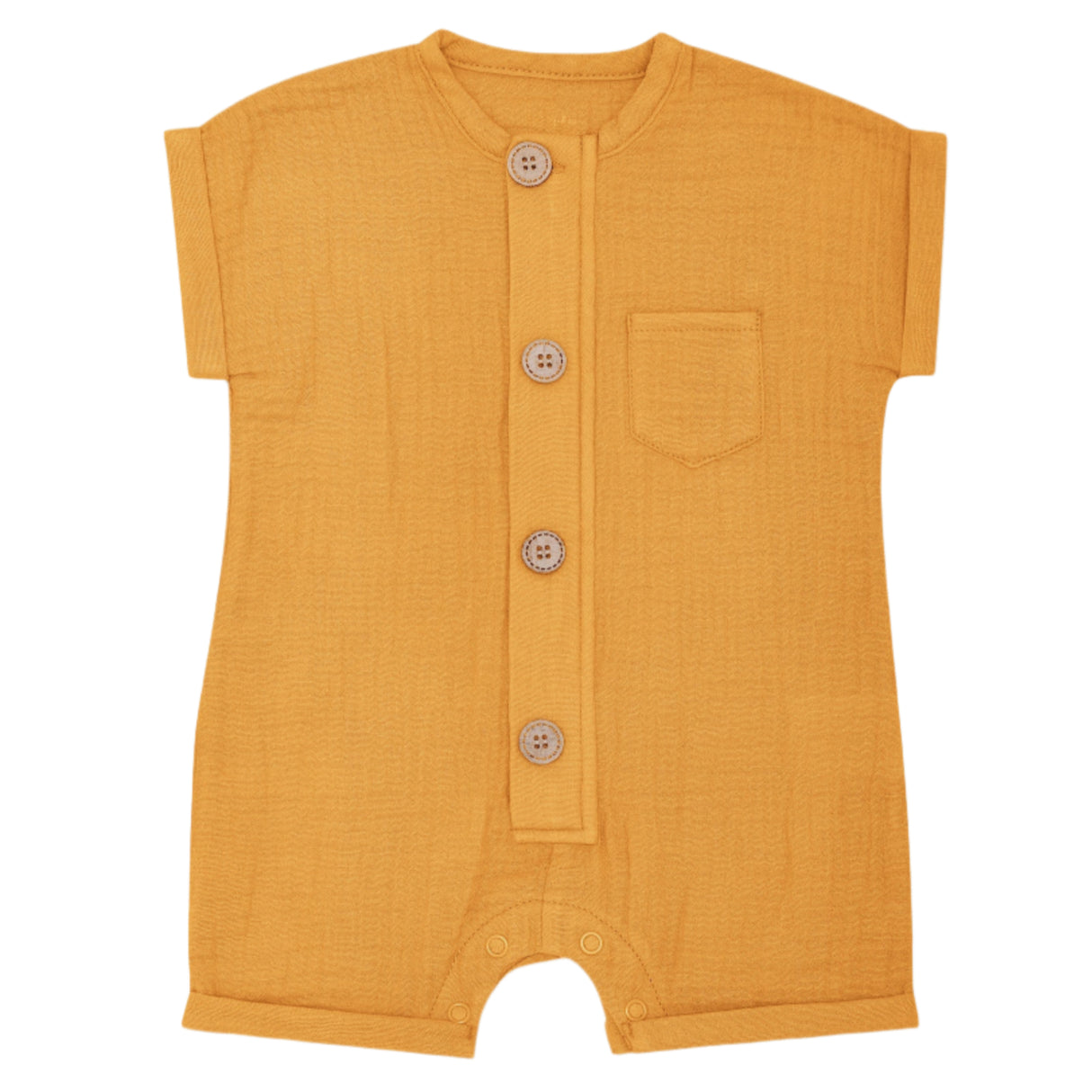 Muslin Short Sleeve Romper - Mustard - HoneyBug 