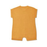 Muslin Short Sleeve Romper - Mustard - HoneyBug 
