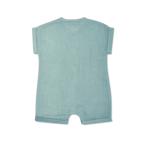 Muslin Short Sleeve Romper - Teal - HoneyBug 