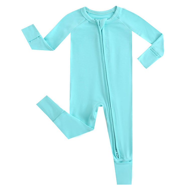 Tranquil Turquoise Zippered Baby Romper
