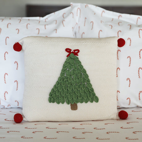 Christmas Tree 12" Pillow, Ecru
