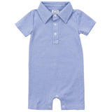 Tripp Boys' Pima Cotton Polo Shortall - Blue Stripes - HoneyBug 